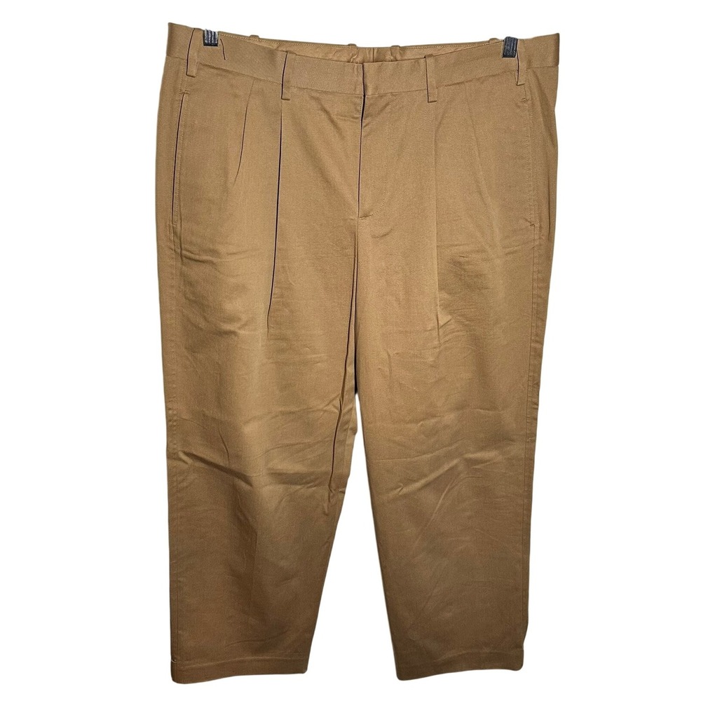 Neil Barrett Made In Italy Camel Wide Leg Pleated Cotton Trousers Men's Size 44